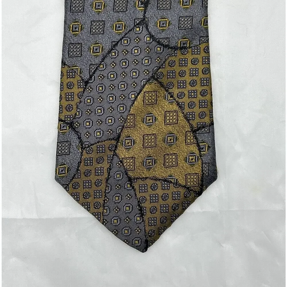 Authentic Vintage Fendi 80s Silk Tie Necktie Abstract Patchwork Print